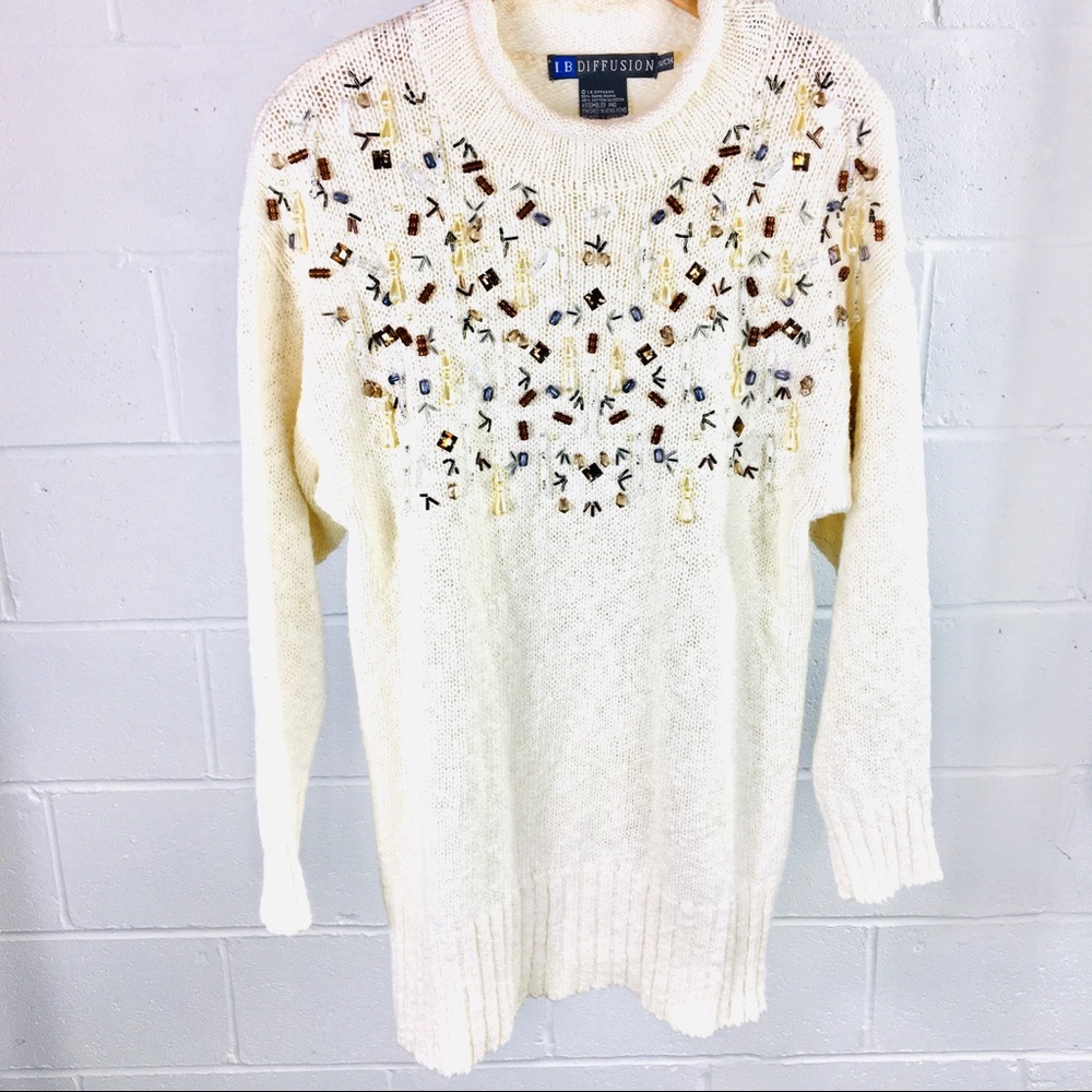 Vintage L.B Diffusion beaded sweater size S